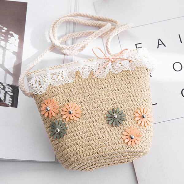 Zomer Rits Portemonnee Handgemaakte Stro Tassen Kinderen Mini Schoudertas Meisjes Handtassen Kinderen Leuke Strand Cross Body tas: C-2