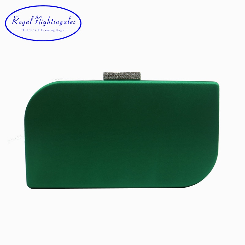 Royal nattergal hård boks clutch silke satin/fløjl mørkegrøn aftentasker til kvinders festbal og matchende sko og kjole