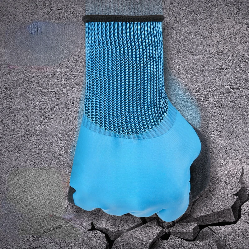 Guantes de trabajo impermeables de seguridad para hombres y mujeres, guantes de trabajo de doble capa, guantes de nailon cómodos, espuma de látex, 6 pares