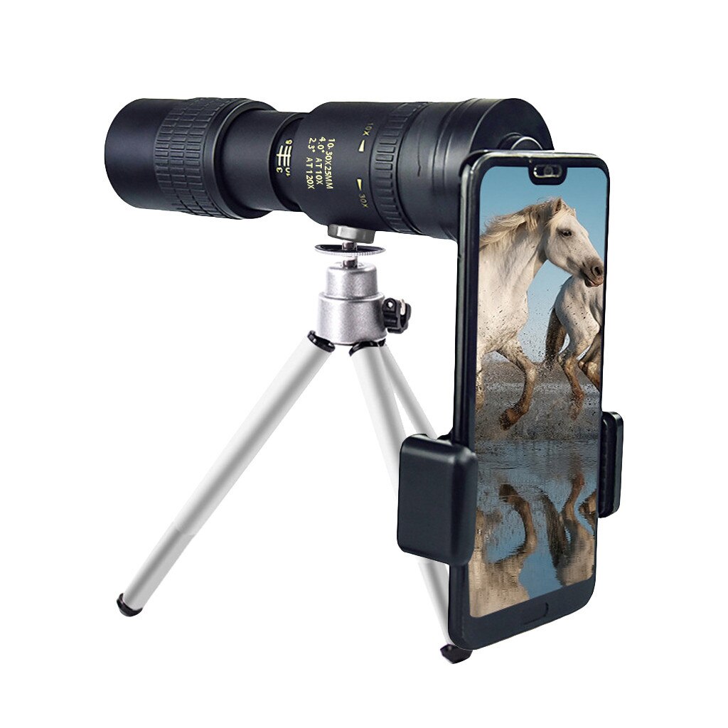 4K 10-300x 40Mm Draagbare Zoom Monoculaire Telescoop Zoom Monoculaire Telescoop + Statief + Clip Mobiele Telefoon Lens Hogh #33
