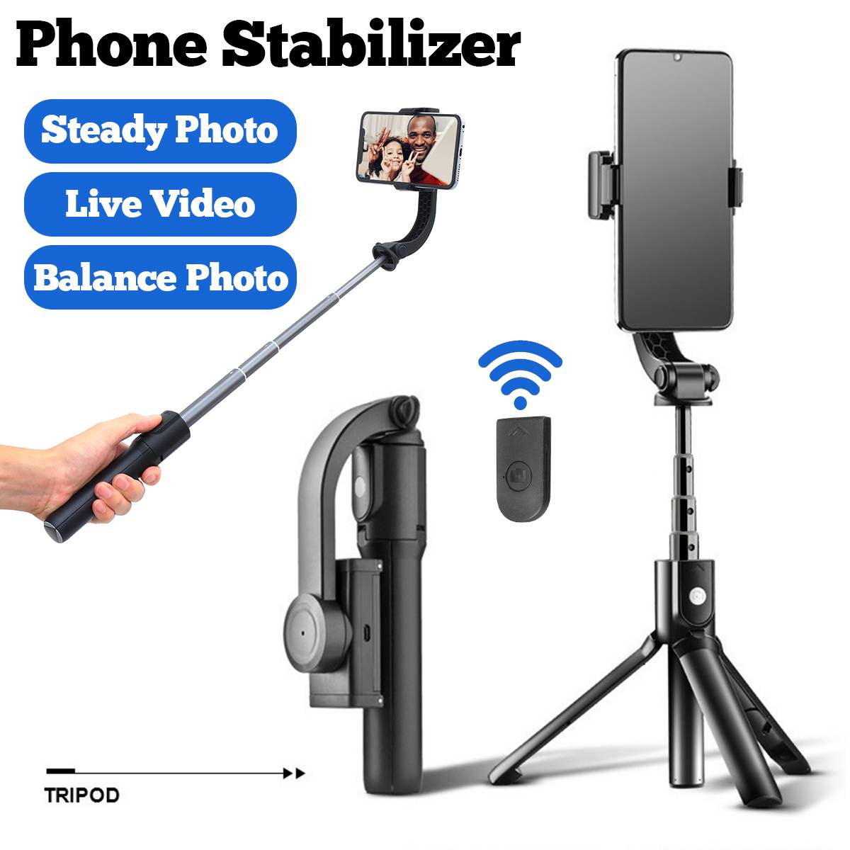 H5 stabilizzatore palmare monoasse cellulare registrazione Video Smartphone Gimbal Selfie Stick telecomando Bluetooth per Action Camera phone