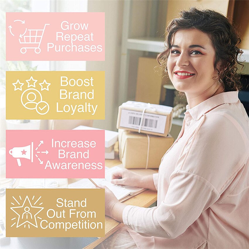 50pcs Pink Thank You for Supporting My Small Business Card Thanks Greeting Card Appreciation Cardstock for Sellers 5*9cm