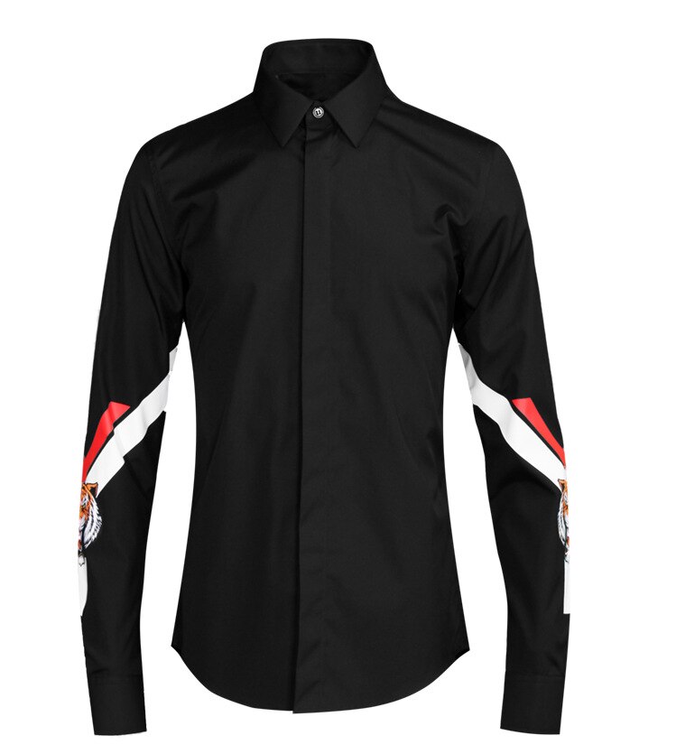 Luxery Drucken Harz Tiger Kopf Kleber beiläufige Männer Hemden Herbst Einreiher baumwolle Plus größe M-4XL HEIßER!