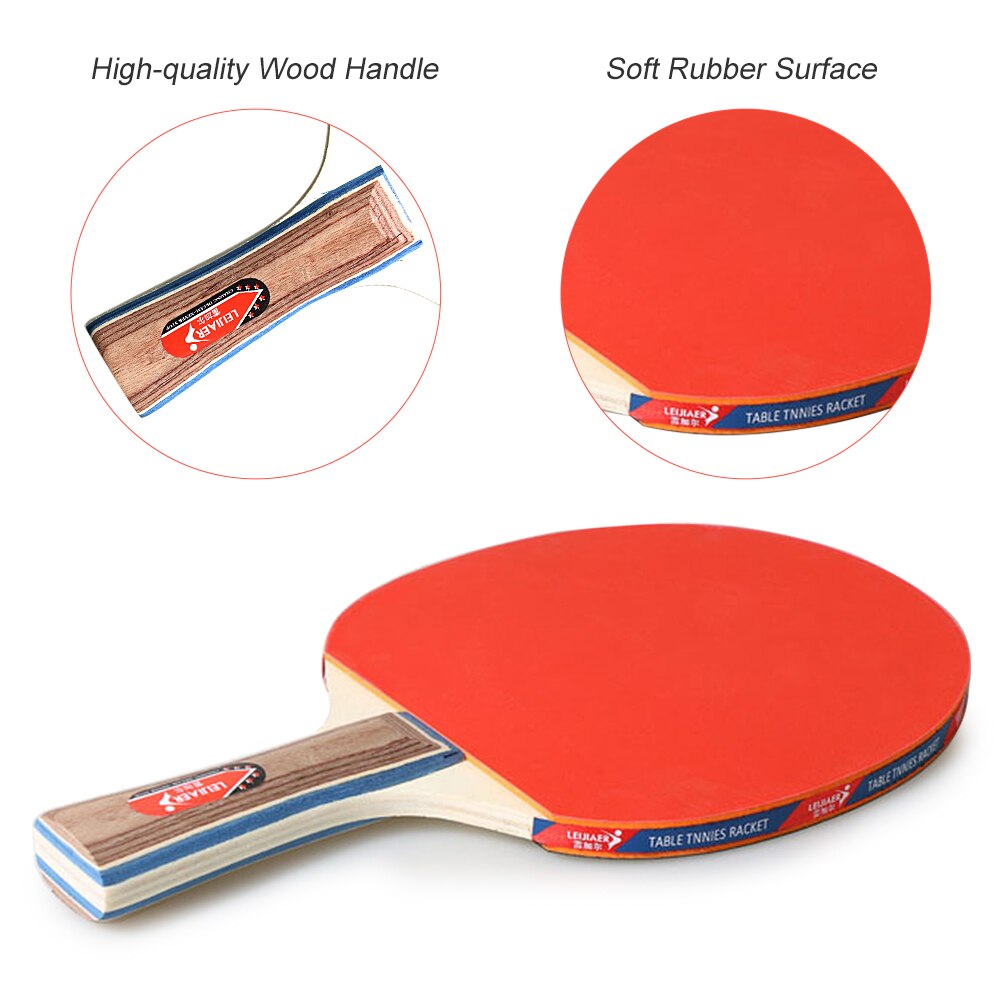Table Tennis 2 Player Set 2 Table Tennis Bats Rackets with 3 Ping Pong Balls for School Home Long Handle
