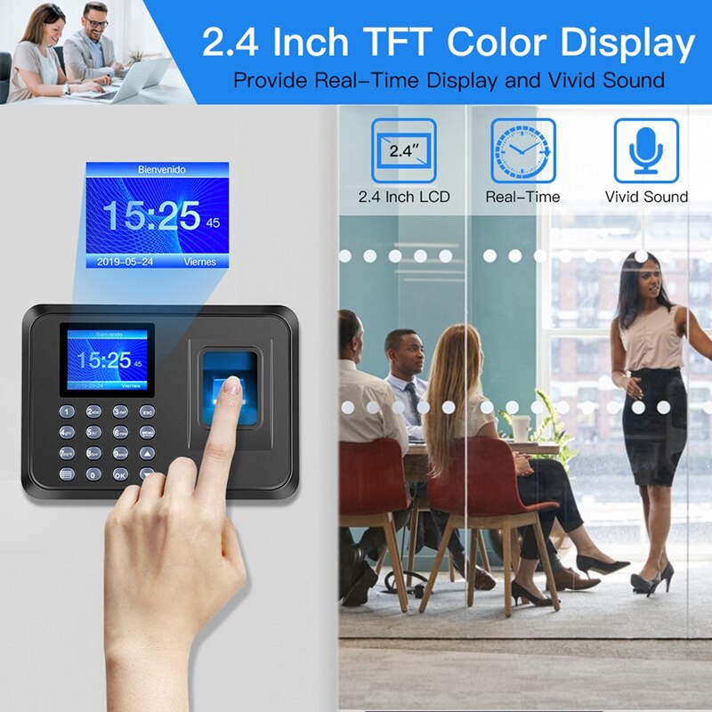Fingerprint Attendance Machine Biometric ligent Fingerprint Time Attendance Machine Time Recorder Machine EU Plug