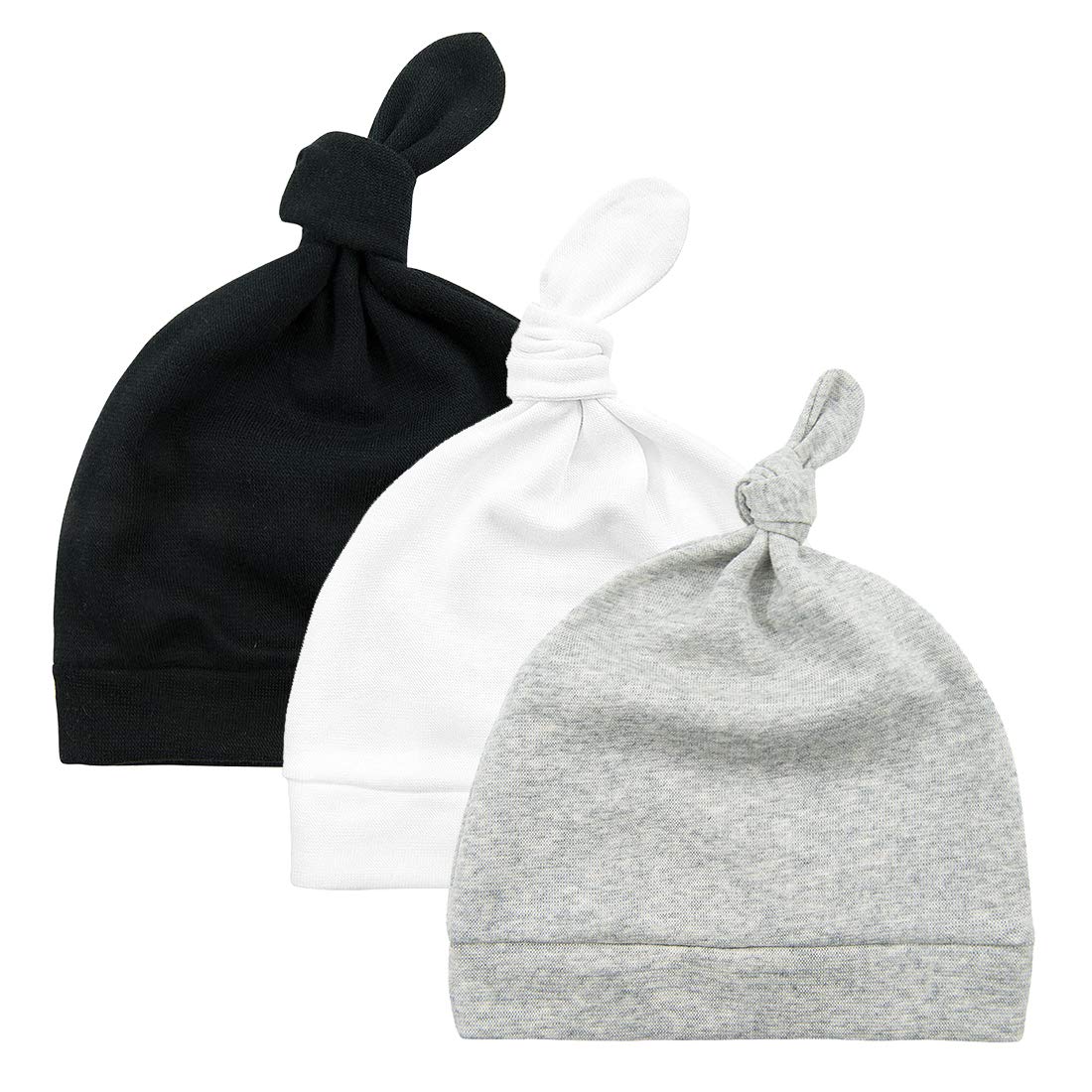 Gorros para bebé recién nacido, 100% algodón orgánico, suave, ajustable, con nudo, para niños de 0 a 3 años