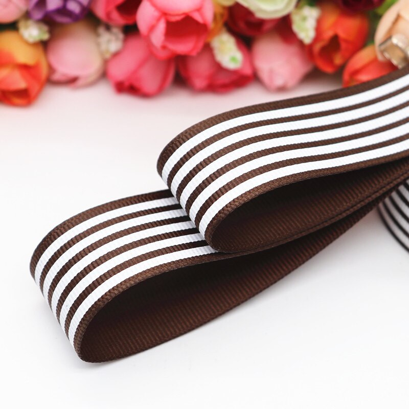 10 meter 1 '' 25mm stripetrykte grosgrain-bånd tegneseriebånd håndlagde hårsløyfer  ym16100785: 850 brune