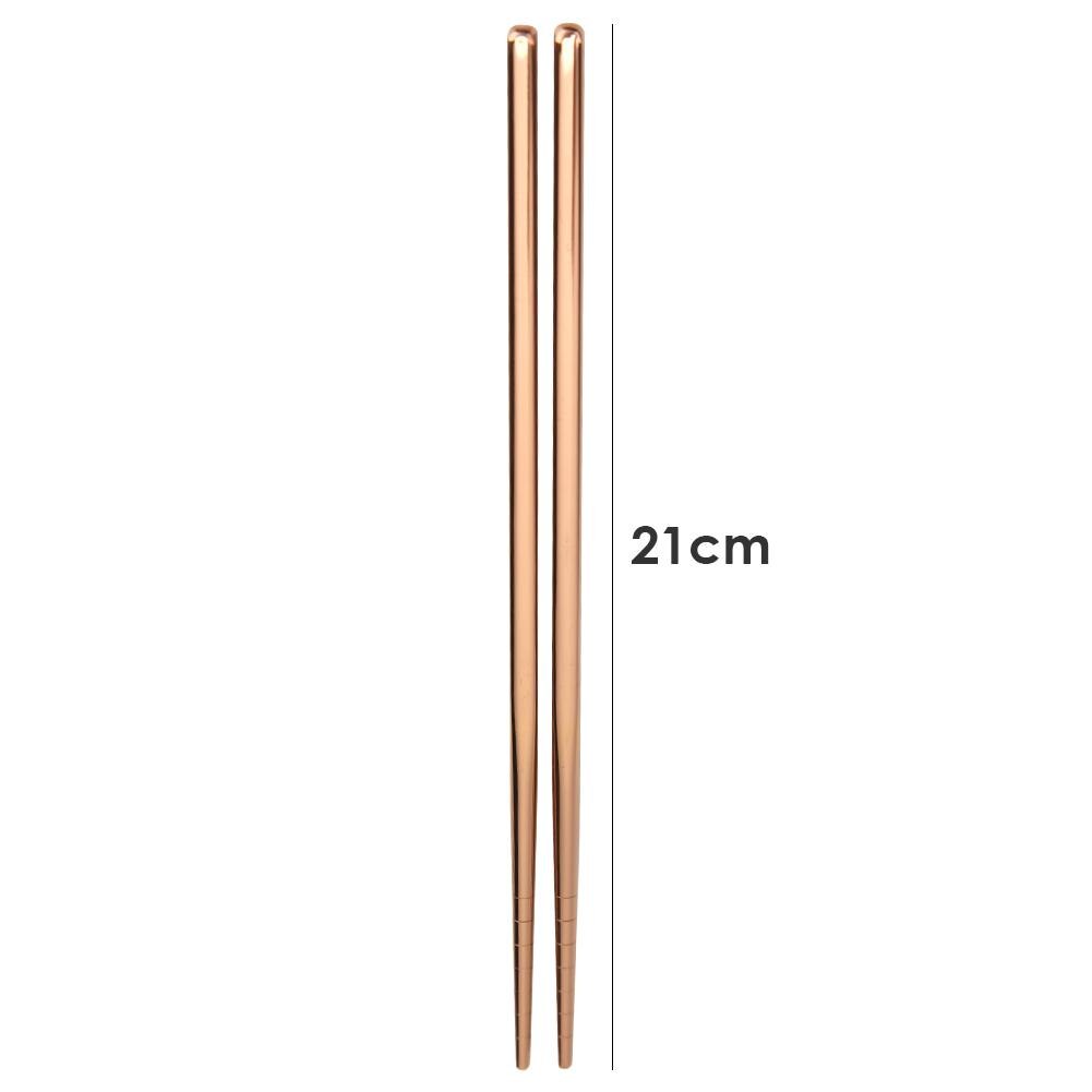 Palillos de acero inoxidable antideslizantes, palillos chinos portátiles para comida, vajilla de 21cm, utensilios de cocina, 1 par: Rose Gold 21cm