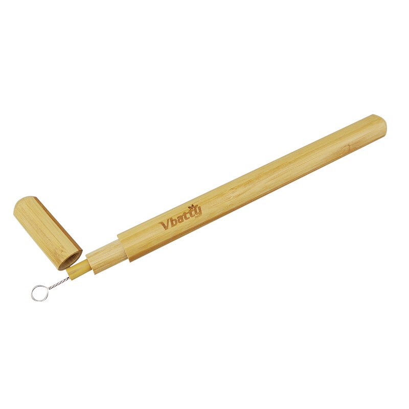 Organic Bamboo Straw Nature Sisal Hemp Straw Cleaner with Zero Waste Bamboo Drinking Straw Travelling Case Bubble Tea Wood Straw