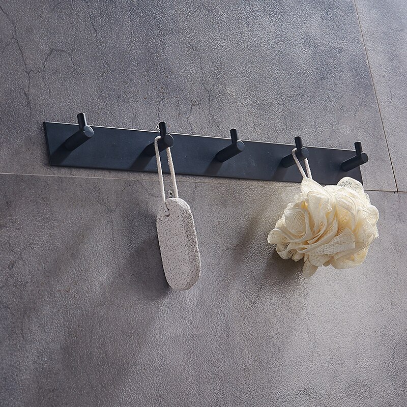 Handdoekrekken voor in de badkamer met haak, zwart, aan de muur gemonteerd, schroefloze installatie, slaapkamer, woonkamer, plankorganizer, rij haak