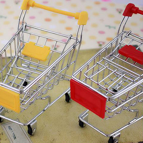 Mini supermarked håndvogn mini indkøbskurv desktop dekoration opbevaring legetøj til dukkehus møbler tilbehør
