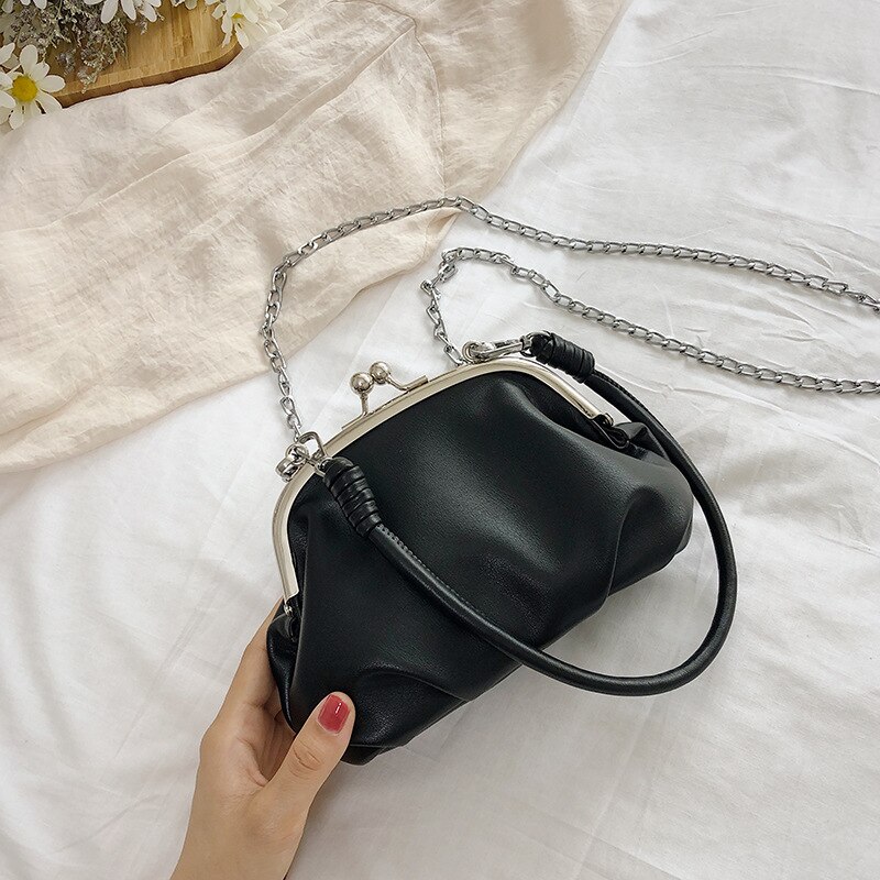 Shell Vorm Pu Lederen Crossbody Tassen Voor Vrouwen Portemonnees En Handtassen Mode Eenvoudige Schoudertas Dames Cross Body Bag Mini pouch: Black