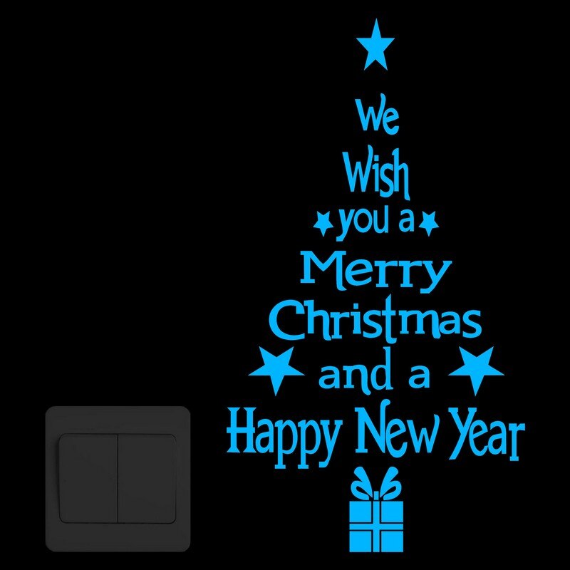 Merry Christmas Tree Glow in the Dark Wall Stickers Happy Year Shop Window Home Decor Switch DIY Decoration Luminous Sticker