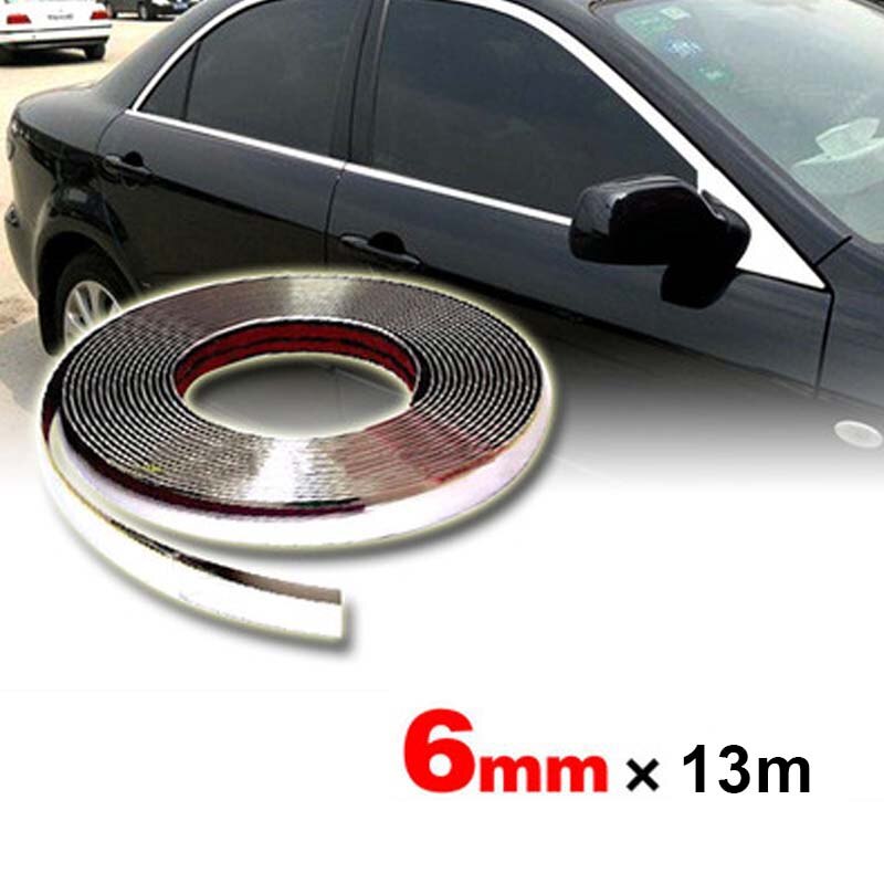 6Mm Auto Chrome Body Strip Bumper Auto Zilver Diy Decoratie Beschermende Moulding Styling Trim Auto Protector Sticker 13Meter