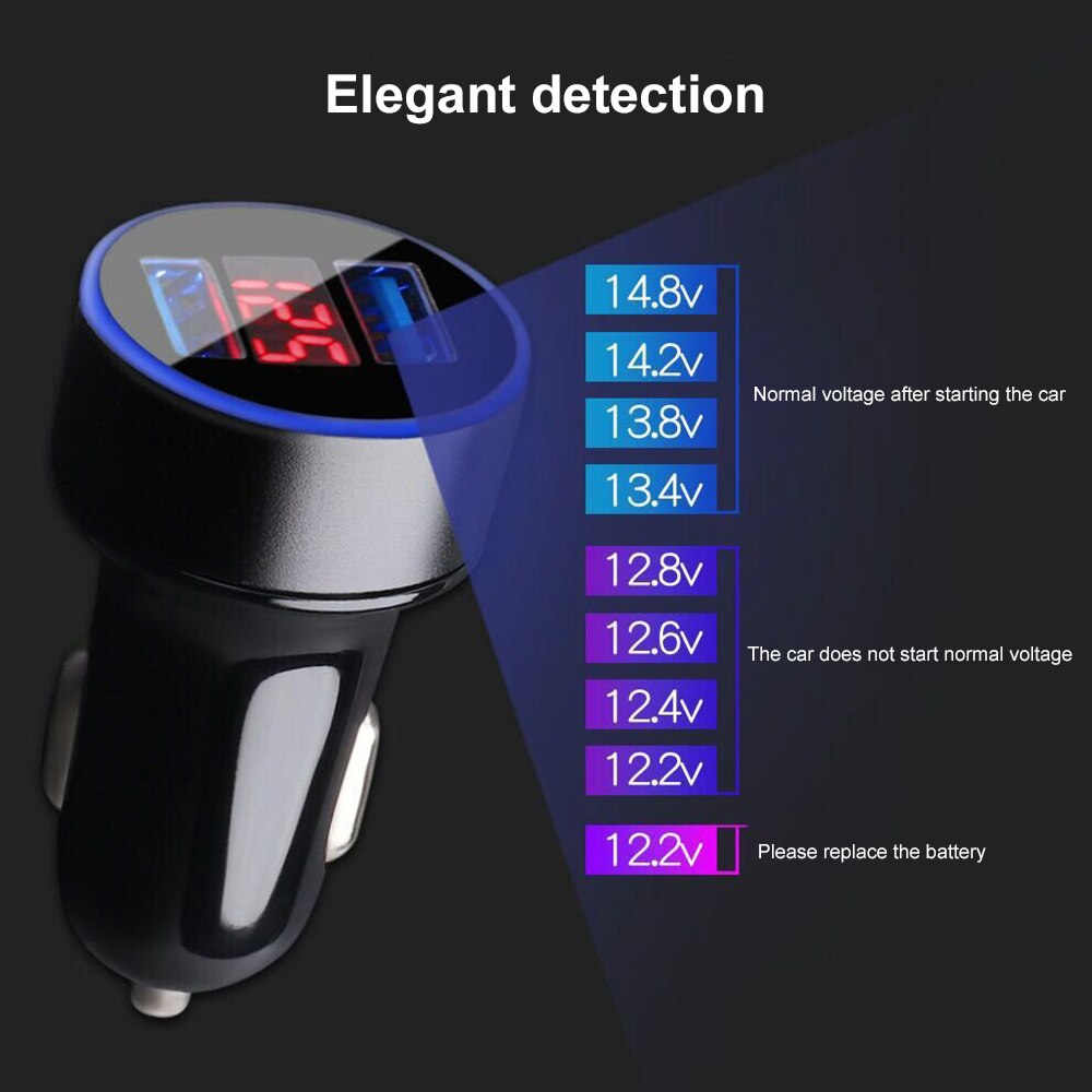 3.4A Dual USB Car Charger Digital LCD Display 5V For IPhone Xiaomi Samsung Fast Charging Cigarette Socket Lighter Newly