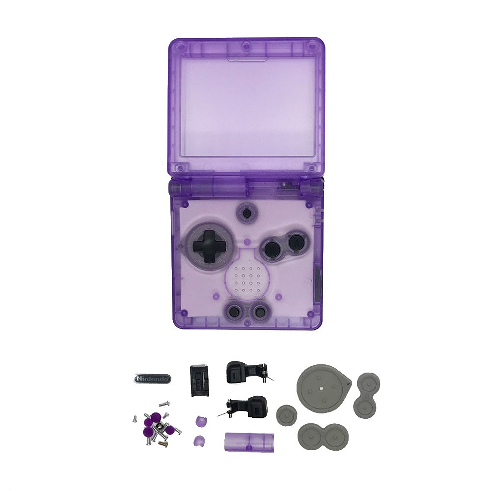 Clear Color Shell for GBA SP Shell For Gameboy Advance SP Console Shell Transparent Case With Buttons and Conductive pads: Clear Purple