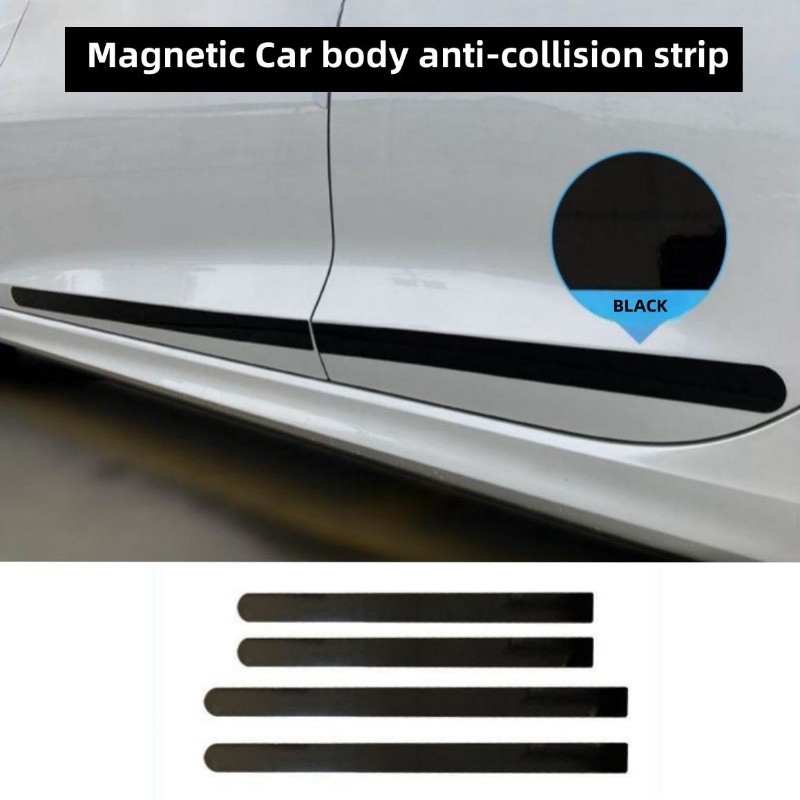 Adhesive-Free/Magnetic Car Door Anti-scratch Strips Black White Rubber Body Side Edge Guard Decoration Protective Stickers