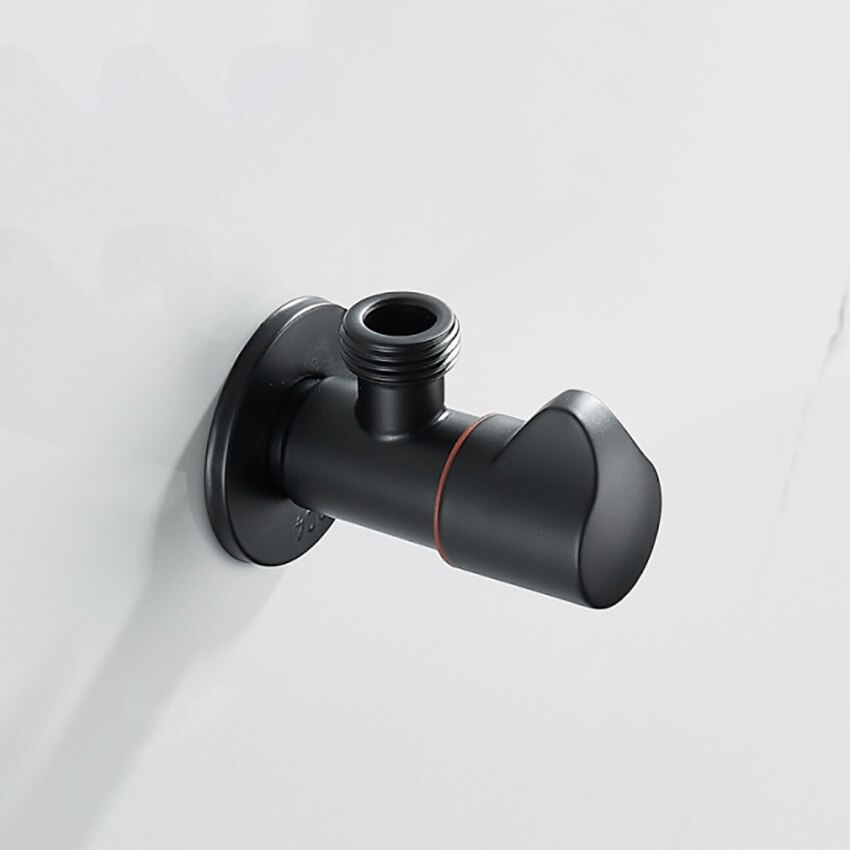 Quarter Turn Angle Stop Valve 304 Stainless Steel Faucet Shut Off Valve G1/2, Cold / Water Control Vavle, Black Painted: Hot Water