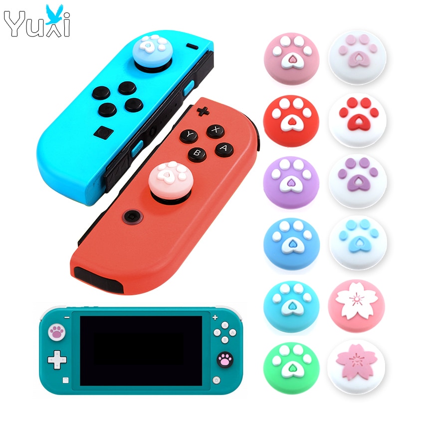 YuXi 4pcs Cat Paw Thumb Stick Grip Cap Joystick Cover For Nintend Switch Lite NS Joy-Con Controller Gamepad Thumbstick Case