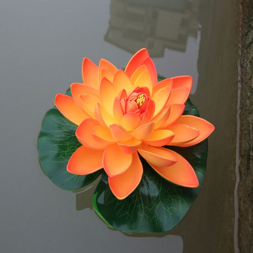 4PCS Artificial Floating Water Lotus Pond Foam Flower Realistic Water Fountain Waterproof Landscape Plants Garden Decoration