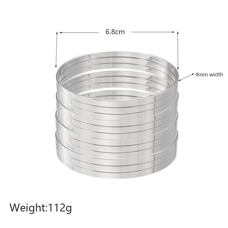 Smooth Pattern 12Pcs/Set Women Bangles Sets For Women Gold Silver Color Bangle Set Punk Jewelry Hip Hop