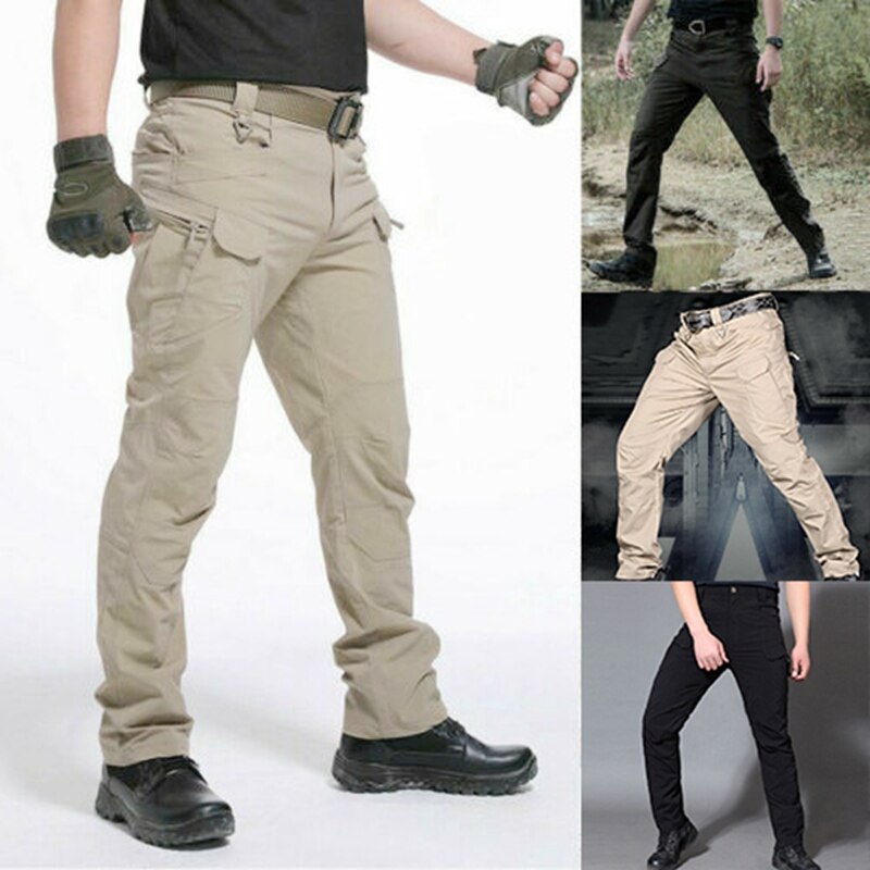 Herenbroeken waterdichte winddichte broeken buitensport wandelbroeken multi-pocket werkbroeken: Khaki / Xl