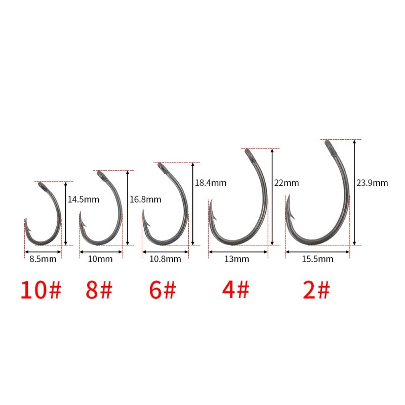 50 stks/partij Zee Vishaken 2 #4 #6 #8 #10 # Karper Snap Vissen Grote Zachte aas Haken Brede Buik Crank Boxed Vishaak: 6