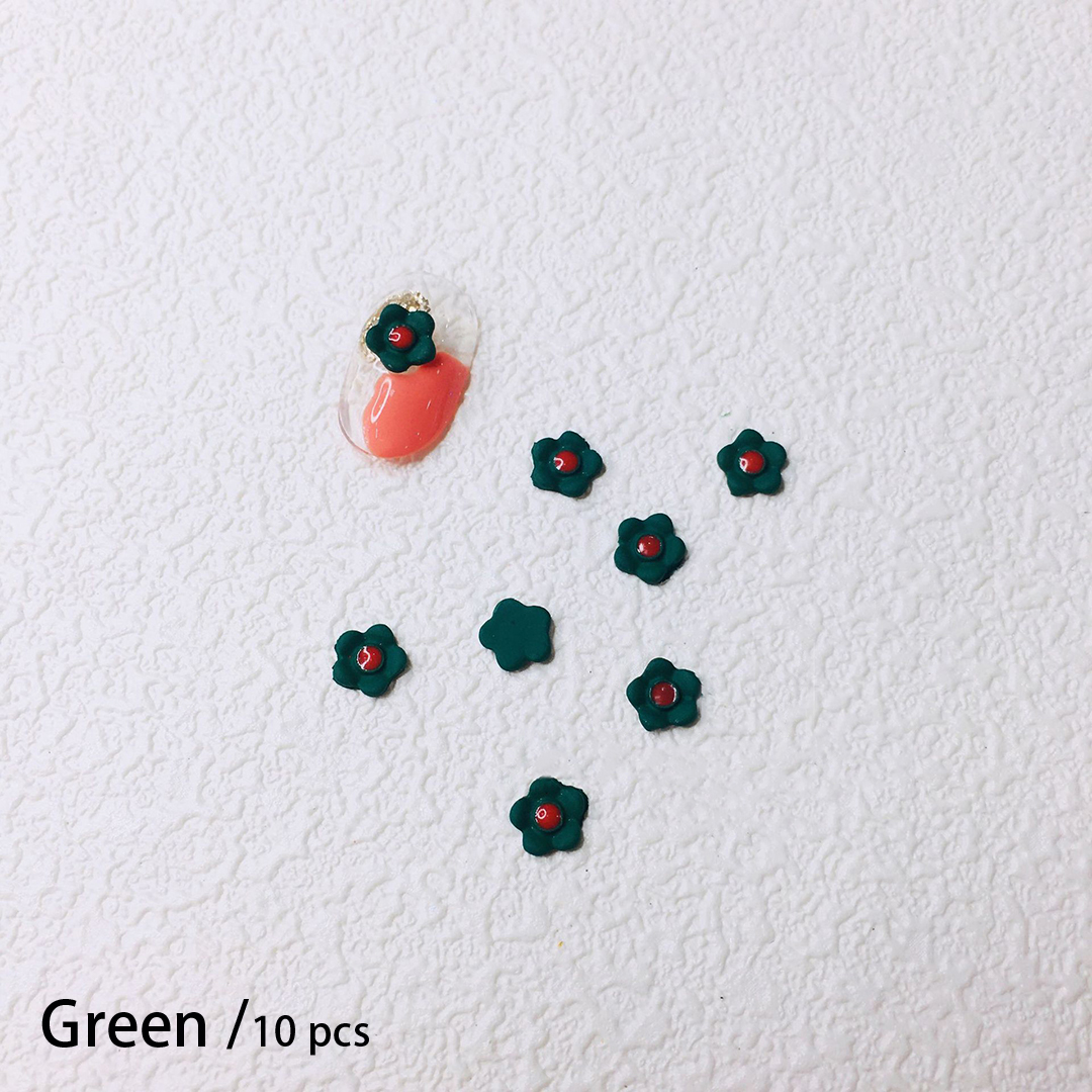 10Pcs Nail Bloem 3D Kawaii Nail Charms Kleurrijke Zonnebloem Diy Nail Art Plaksteen Onderdelen Decoraties Leuke Accessoires Manicure: Green