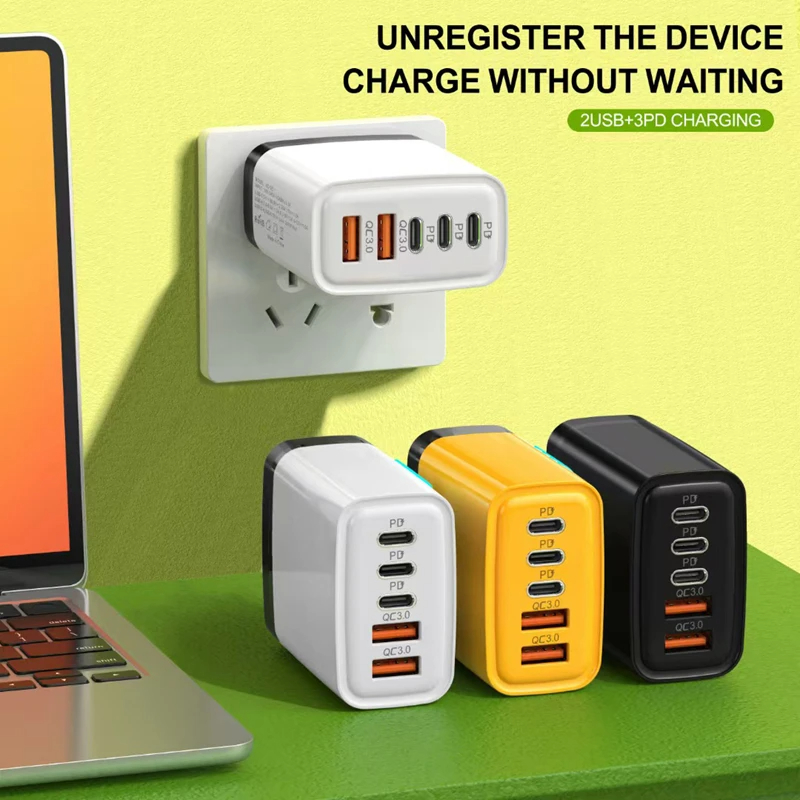 Xiaomi 240W Fast Charging Multi Port Charger 2usb+3 Type C 240W With Light Phone Gan Charging Head For Iphone 16 15pro Adapter