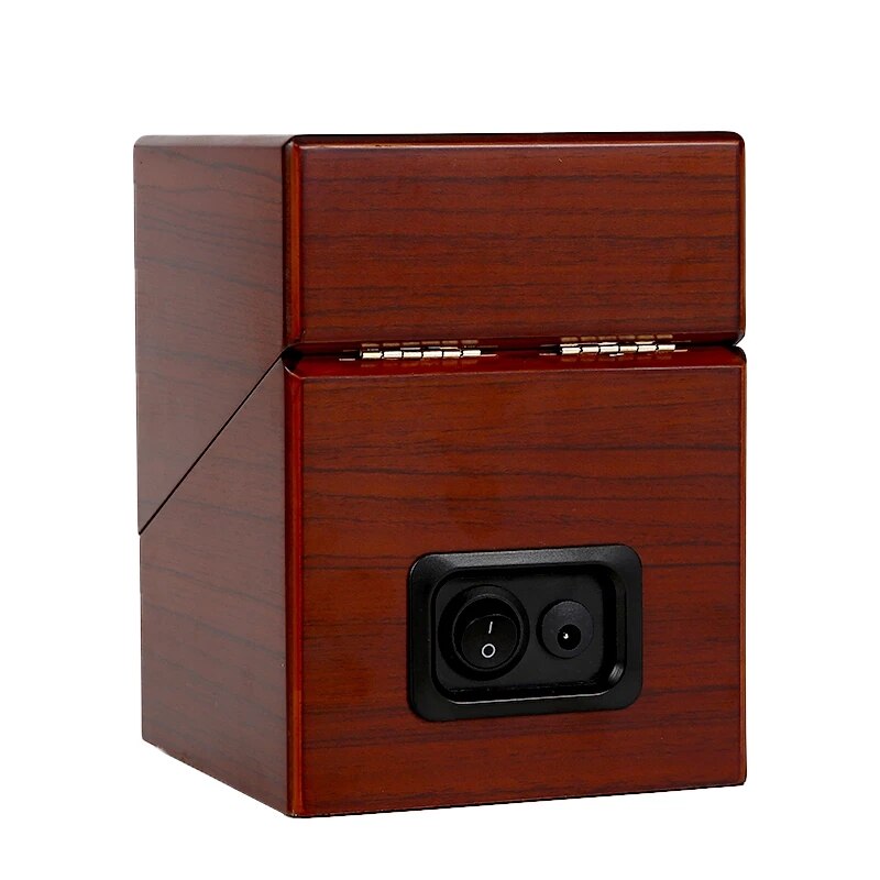 Mini Houten Zwarte Koolstofvezel Automatische Horloge Winder Doos Stille Motor Kronkelende Opslag Vitrine Horloge Shaker Batterij