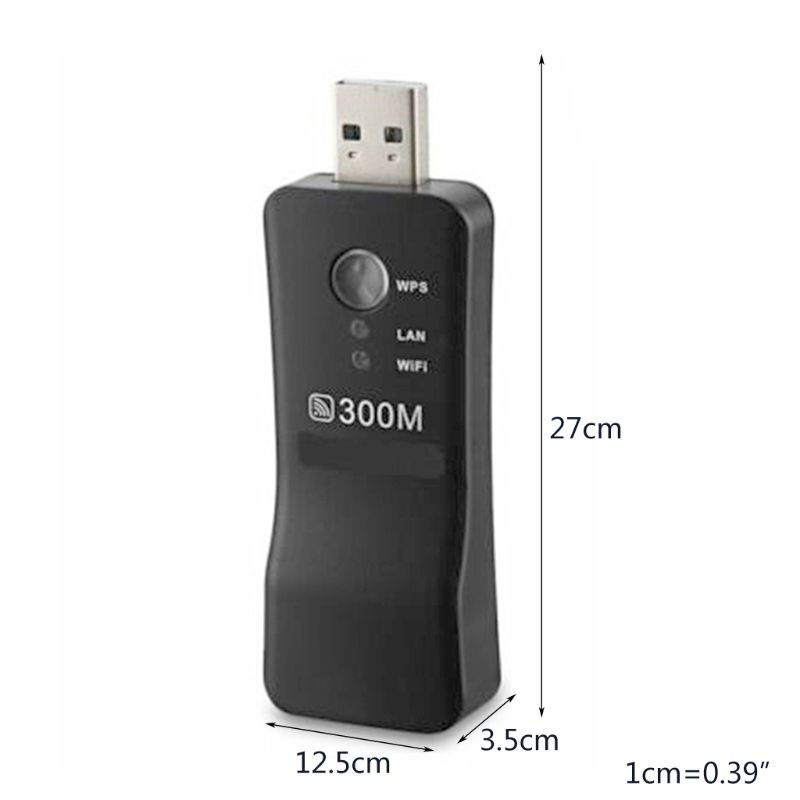 300M Wireless USB Lan HDTV Adapter Converter RJ-45 Wifi Card Router Repeater