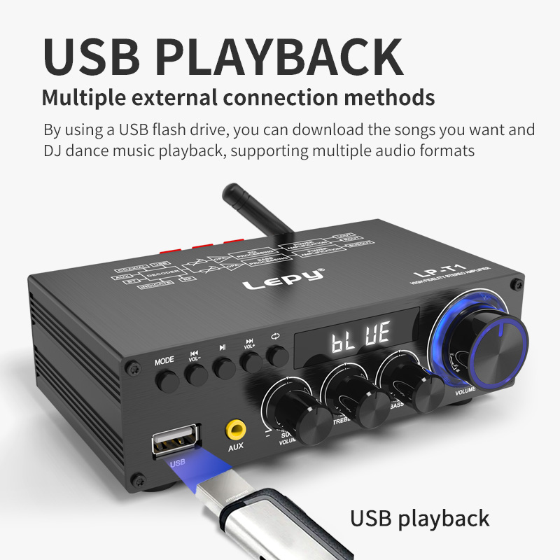 LEPY-T1 30Wx2+60W Amplifier High Power 2.1 Channel Super Bass Subwoofer Bluetooth 5.1 Coaxial USB Remote Control Function