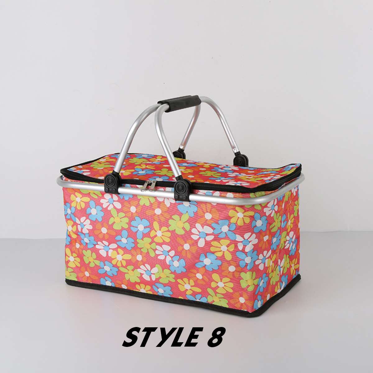 Folding Picnic Basket Insulated Fresh Outdoor Food Box Hiking Camping Lunch Box Portable Shopping Bag 9 Style Waterproof Ice Bag: Style 8