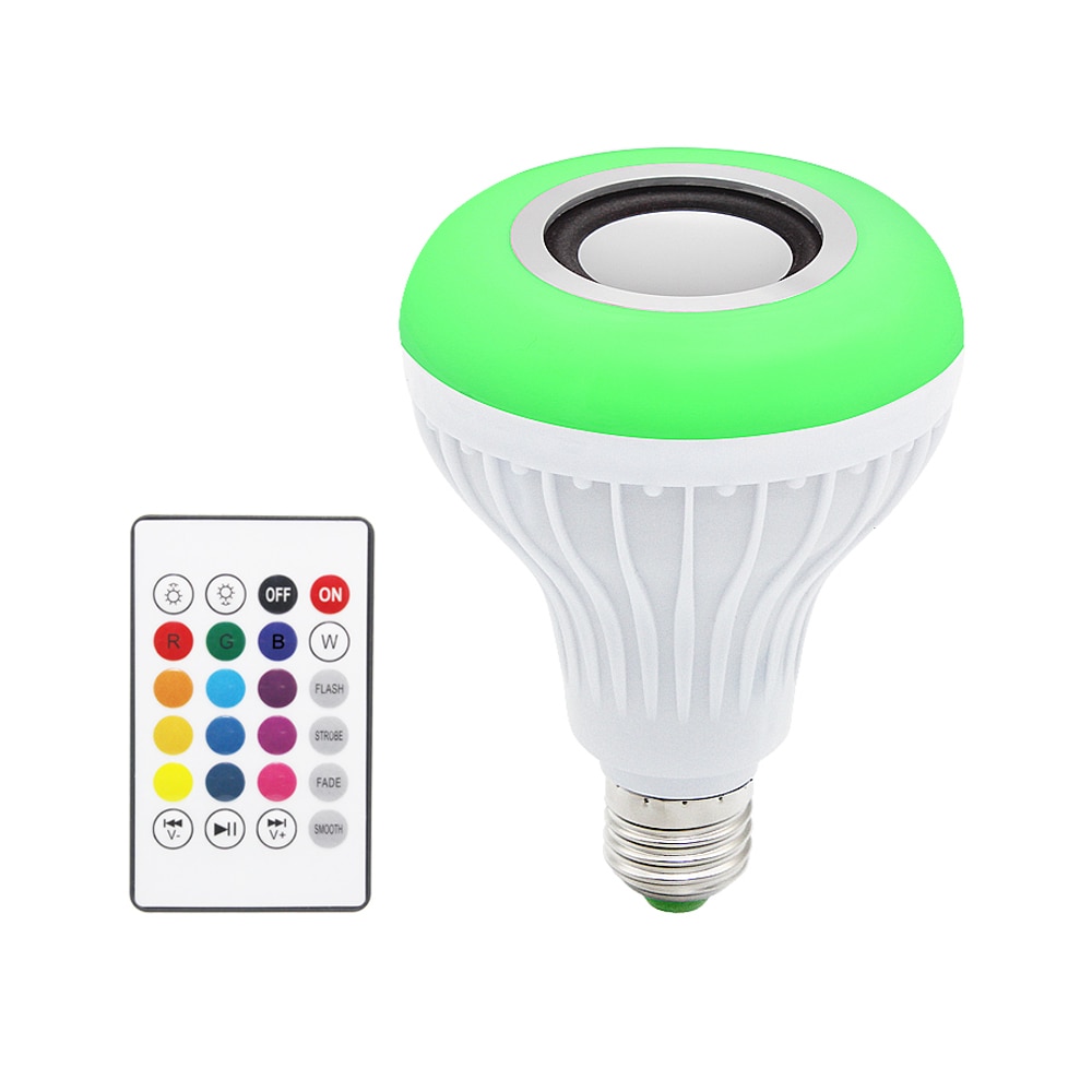 E27 Smart Rgb Lamp Draadloze Bluetooth Speaker Lamp Muziekspeler Dimbare Led Rgbw Muziek Licht 24 Toetsen Afstandsbediening