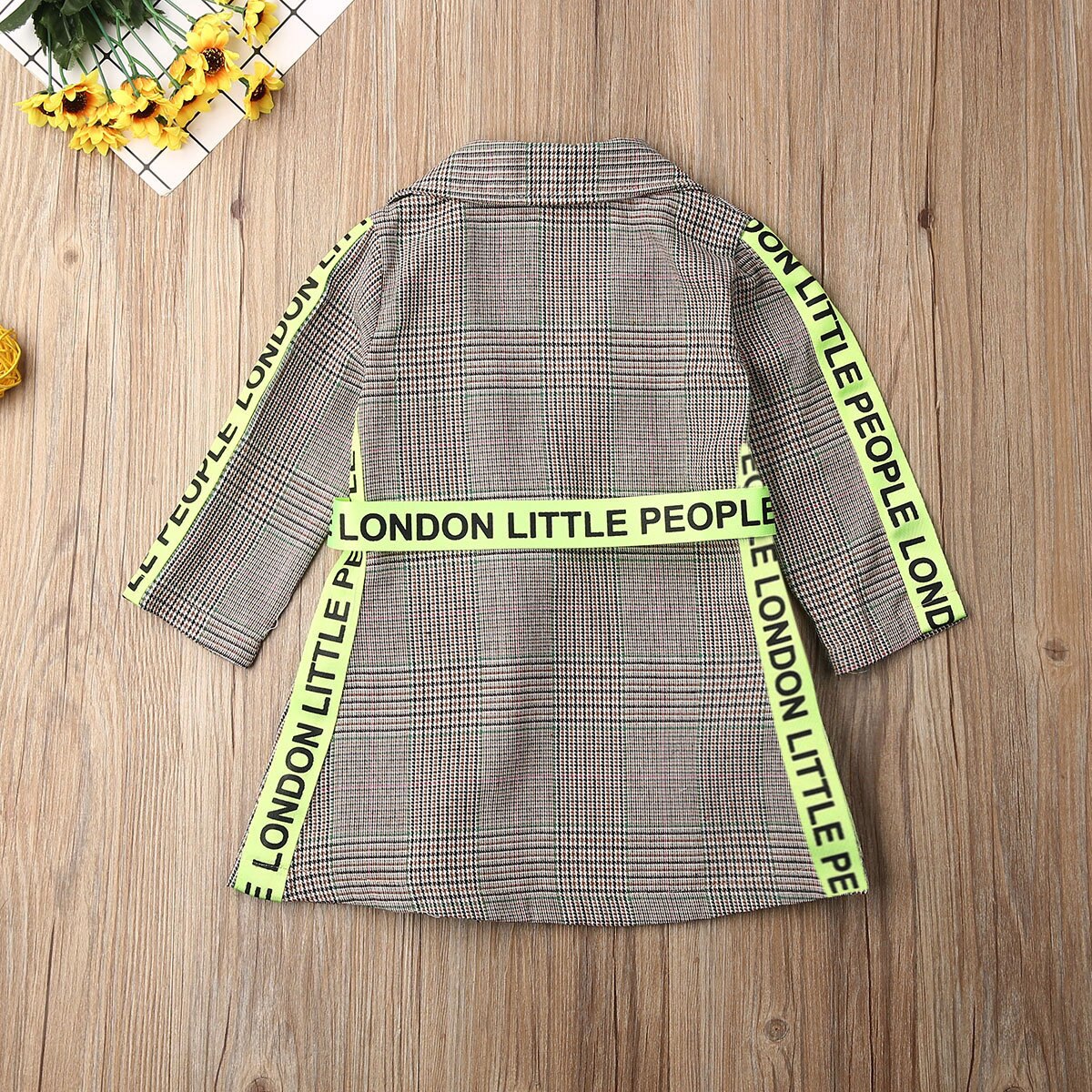 Toddler Kid Baby Girl Coat Winter Autumn Clothes Belted Plaid Jacket Outerwear Formal Outfit 0-5Y