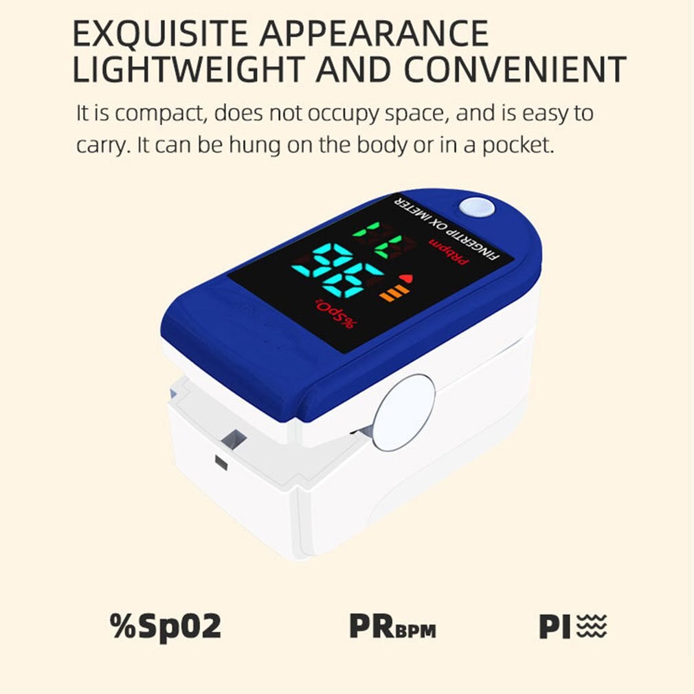 Mini Digitale Vinger Oximeter Met Riem Lanyard Vingertop Pulsoxymeter Bloedzuurstofverzadiging Monitor Led Hartslagmeter