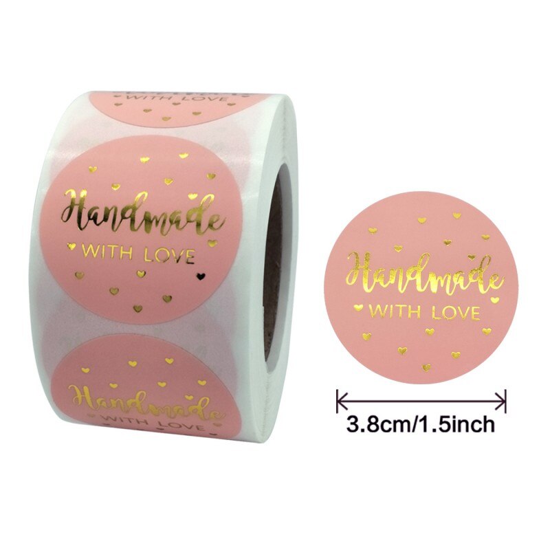 Pink Paper Label Stickers Gold Thank You Stickers Scrapbooking Handmade Business Packaging Seal Labels Stationery Sticker: B3.8CM