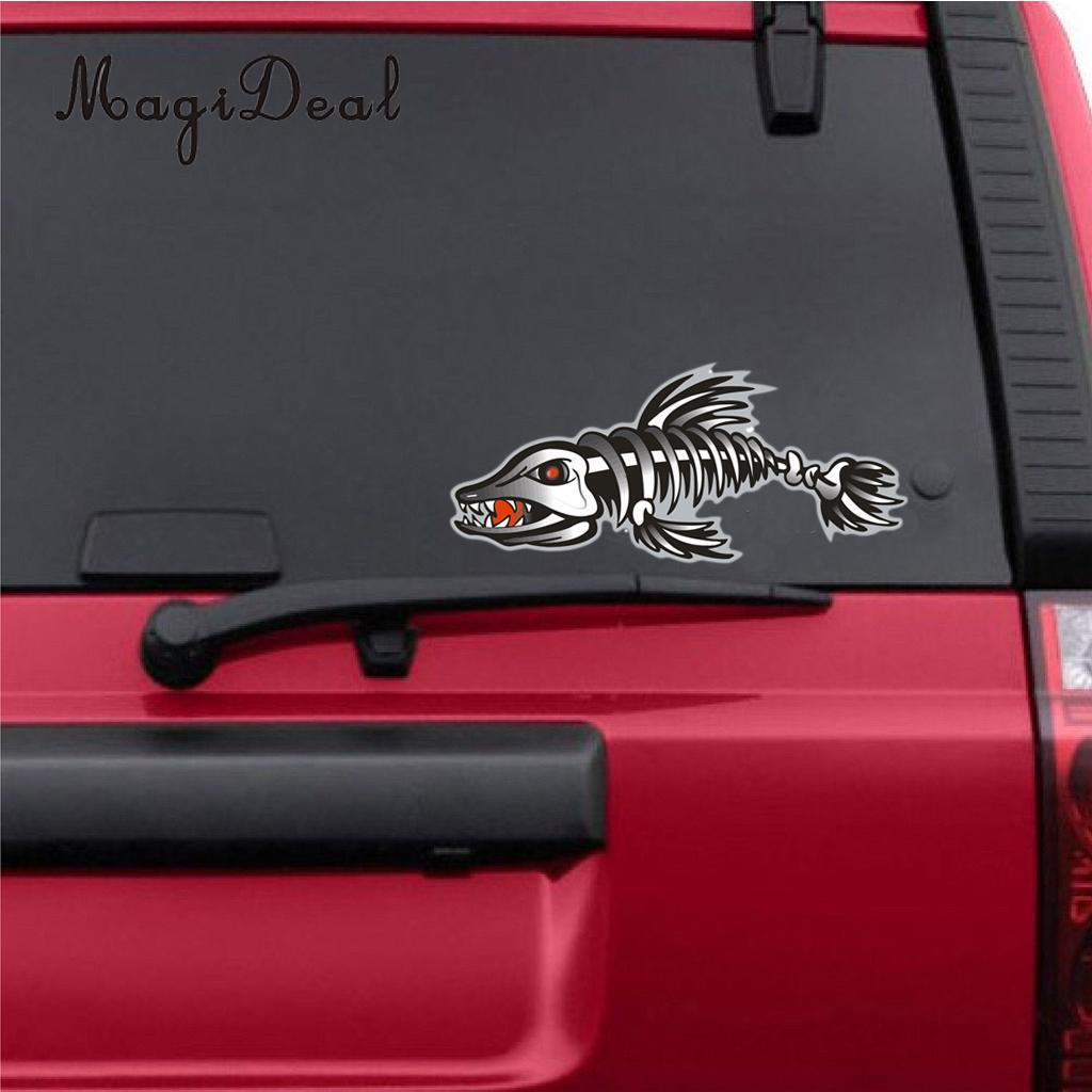 MagiDeal 2Pcs Large Skeleton Fish Bones Canoe Kayak Decals Fishing Boat Dinghy Window Car Wall DIY Graphics Accessories