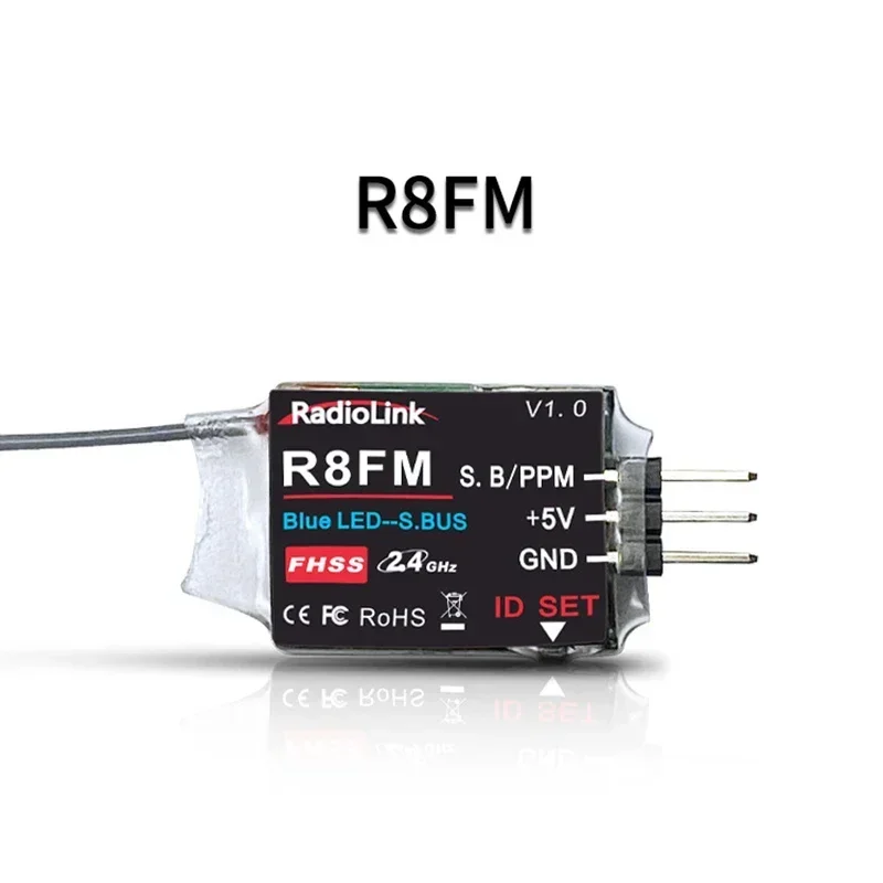 Radiolink R4FGM R6F R6FG R7FG R8EF R8FM R8FG R12F R16F 2.4G Receiver for RC RC8X RC6GS RC4GS T8FB T8S T12D T16D Transmitter: black