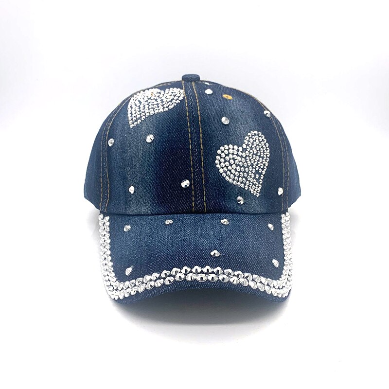 Cool denim baseballkeps strass hip hop justerbar snapback hatt gorra för kvinnor