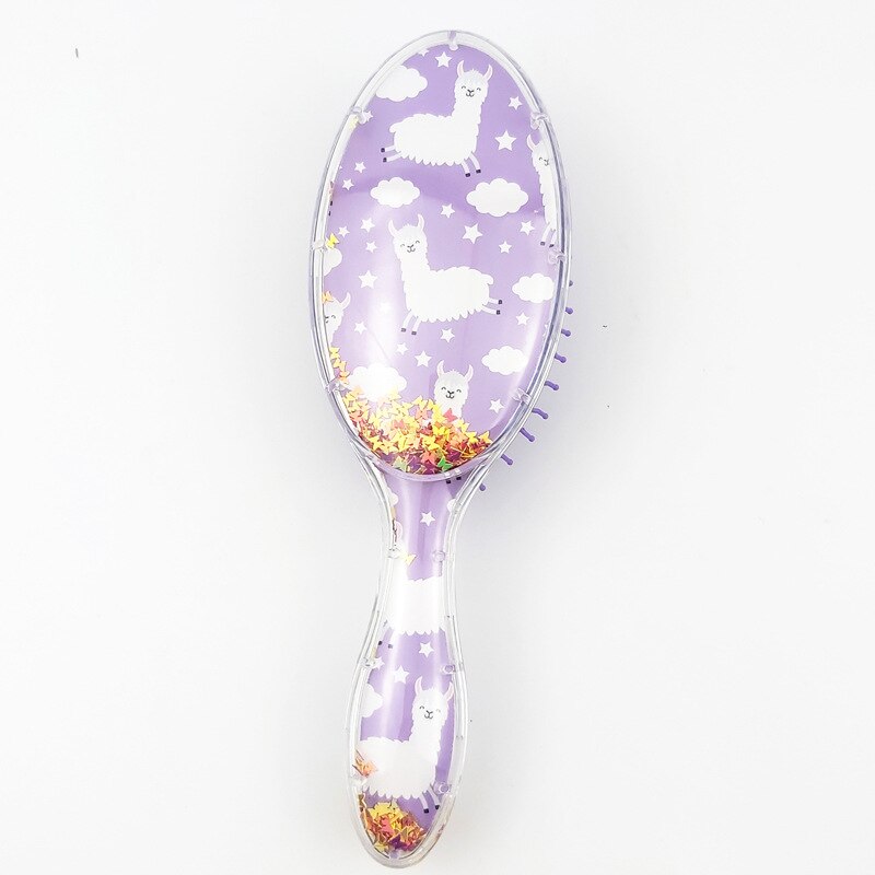 Cartoon Cute Unicorn Animal Sequins Anti-static Hair Brush Massage Comb Shower Wet Detangle Hair Brush Salon Hair Styling Tools: sheep