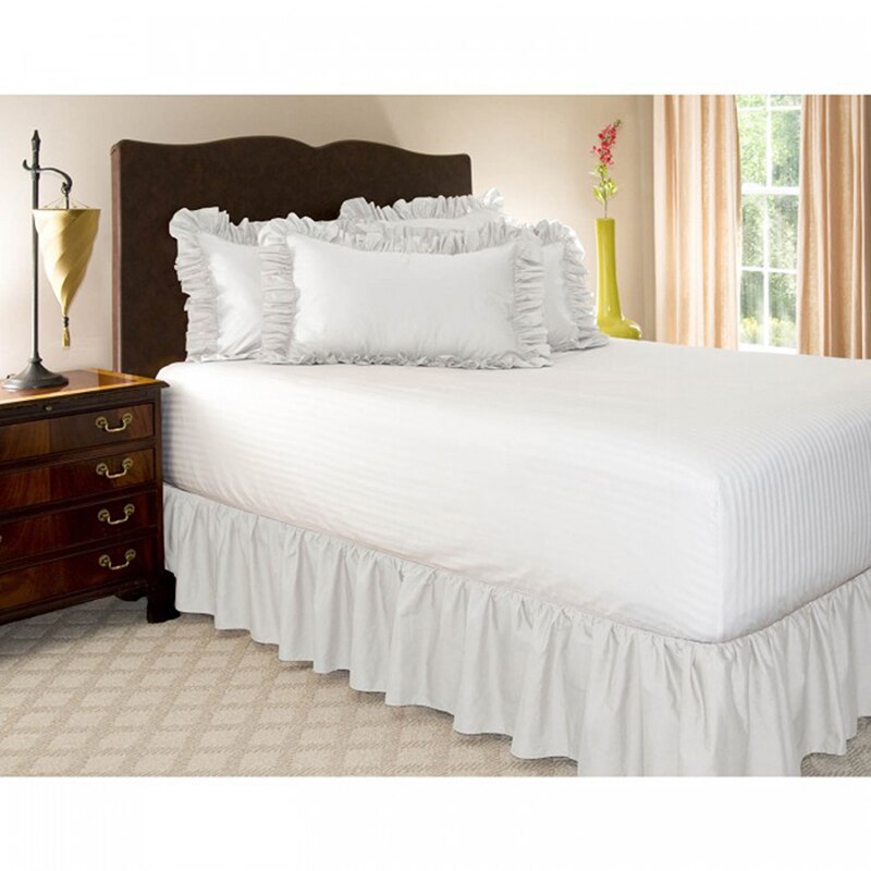 Seng nederdel hvid wrap omkring elastiske seng nederdele uden seng overflade soveværelse dekorationer 6 farver: Hvid
