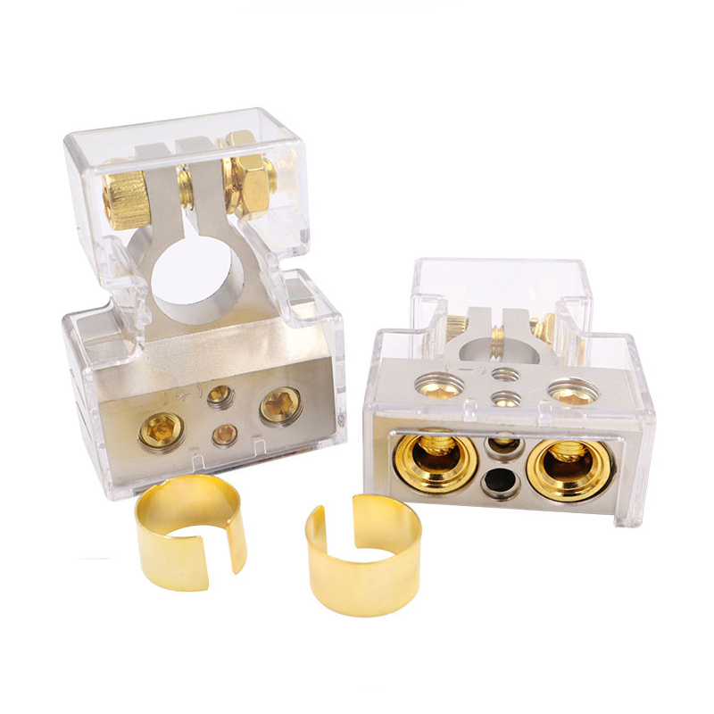 Battery Terminal Connectors 0/2/4/6/8/10 AWG Battery Terminals Car Marine Battery Terminal Connector with Shims Protector Cover: WHITE