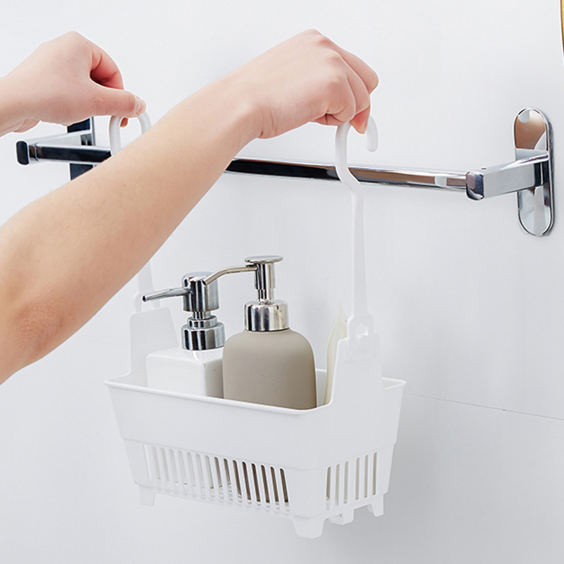 Sundries Hanging Basket Storage Drain Basket Shower Baskets With Hook Makeup Organizer For Kitchen Bathroom