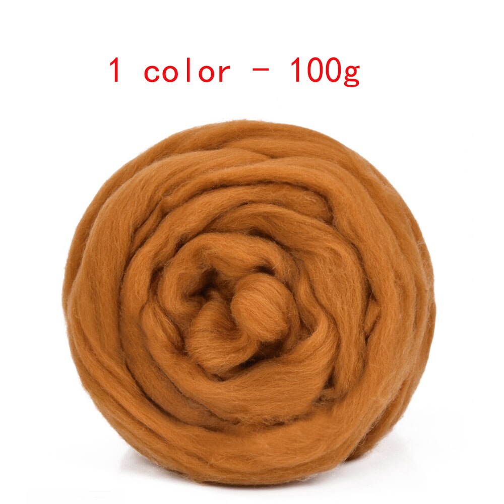 Wool Fiber DIY Wool Felt Kit Handle Wool Felt Toys Making Fabric Materials Handcraft Felt Needle Felting Craft Toys: brown 100g