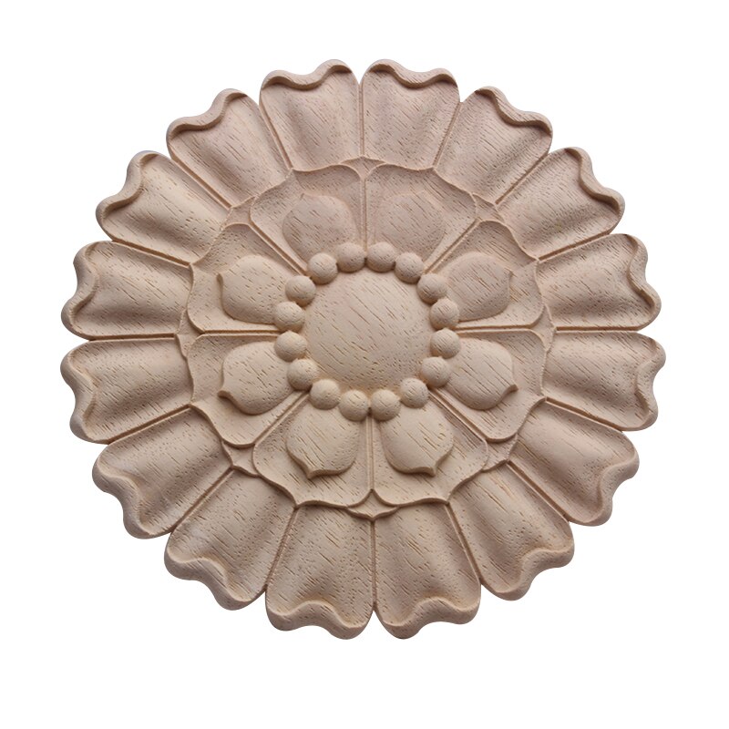European Antique Unpainted Floral Oval Wooden Furniture Decoration Accessories Corner Wood Applique Wood Mouldings Wood Decal