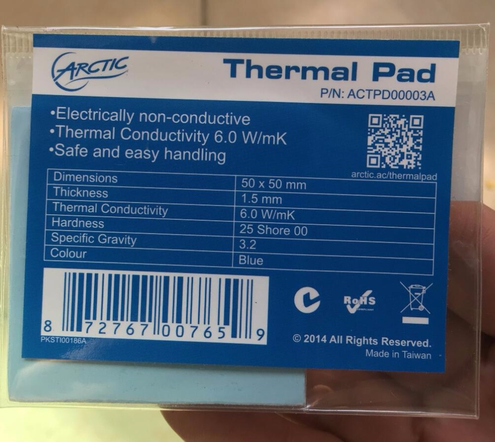 Arctic Ac Thermische Pad 6.0 W/Mk 0.5 Mm 1.0 Mm 1.5 Mm Hoge Efficiënte Thermische Geleidbaarheid Originele Authentieke arctic Thermische Pad