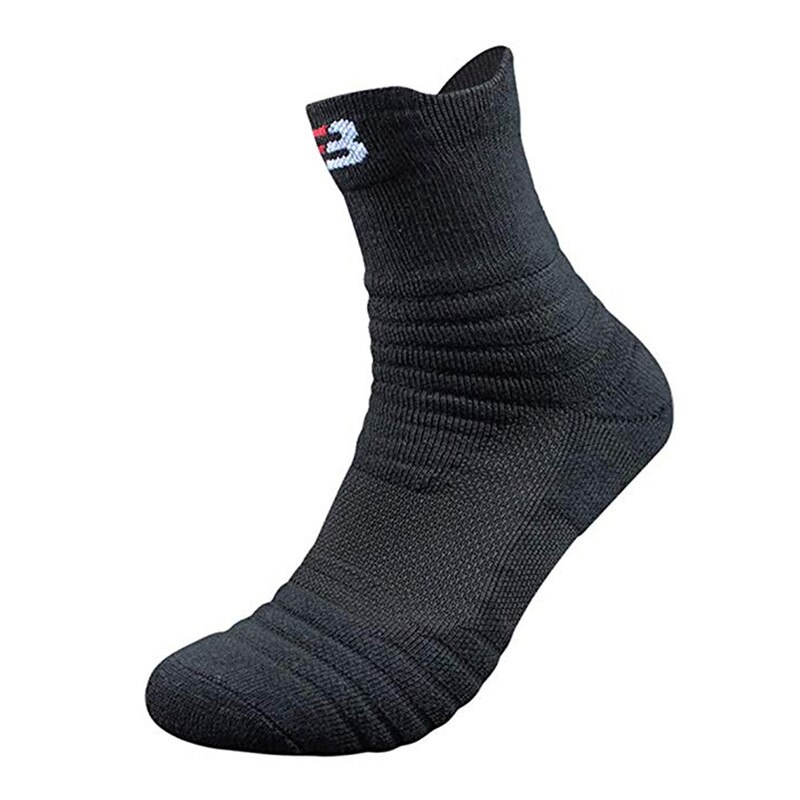 Basketball Sport Socks velonoski Winter Thick Outdoor Sports Fitness Compression Sock Chaussette Homme Sport: black