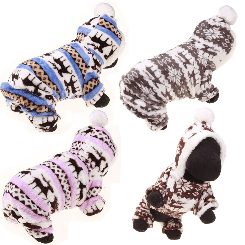 Winter Warm Hond Jumpsuits Pluche Rompertjes Pyjama Zachte Katoen Kleine Honden Kleding