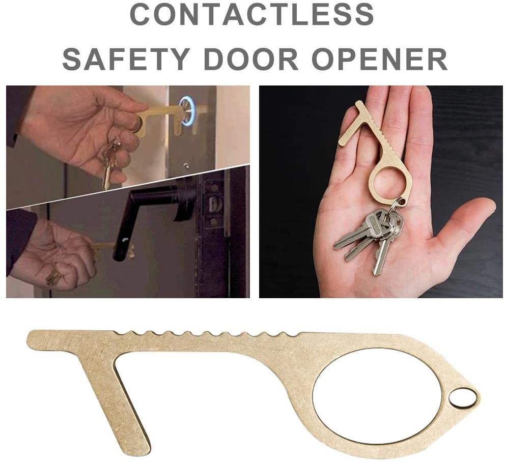 Handheld Non-Contact Door Opener Hygiene Hand Brass Door Opener,Contactless Safety Door Opener No Touch Keep Hand Clean